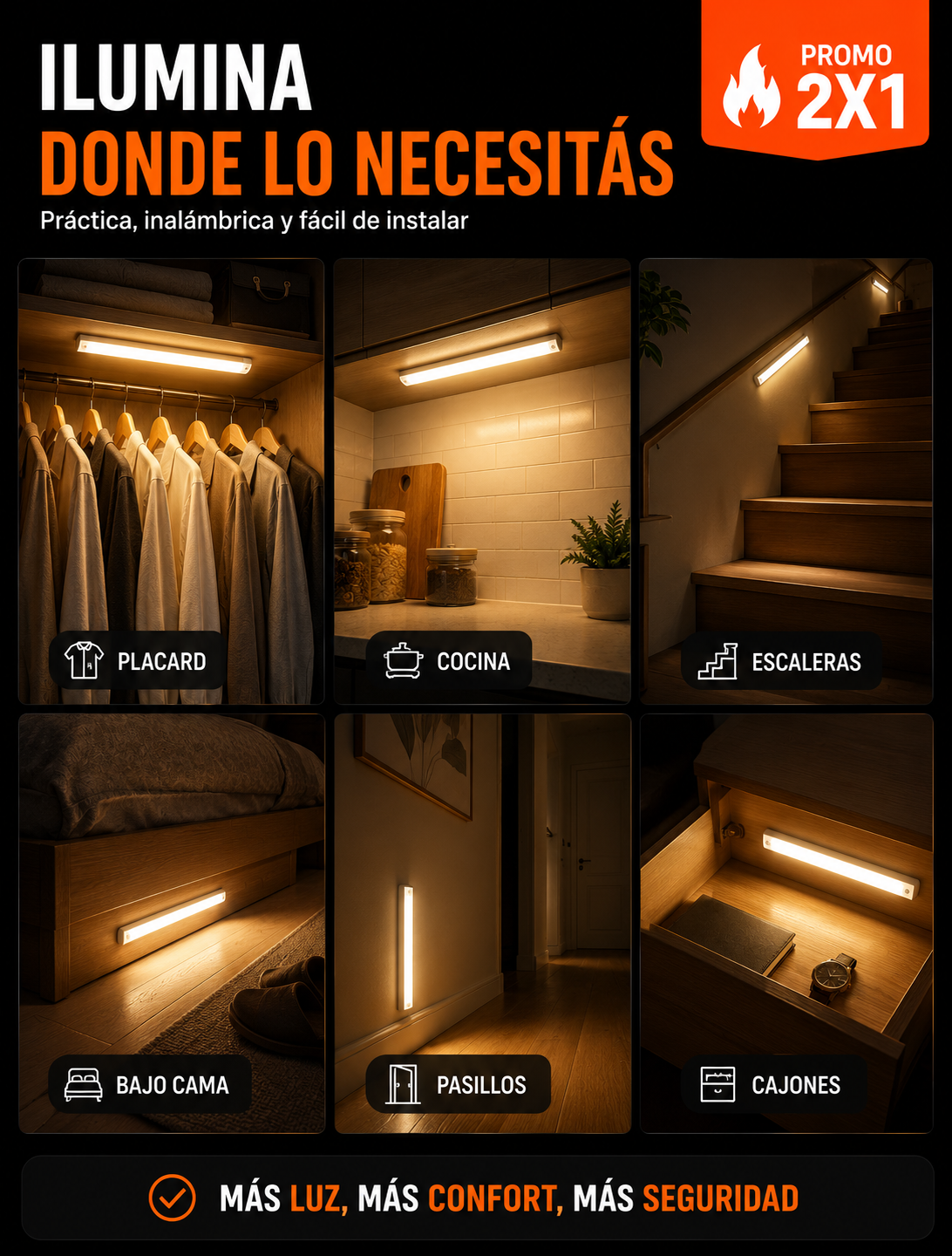 Placard iluminado con barra led