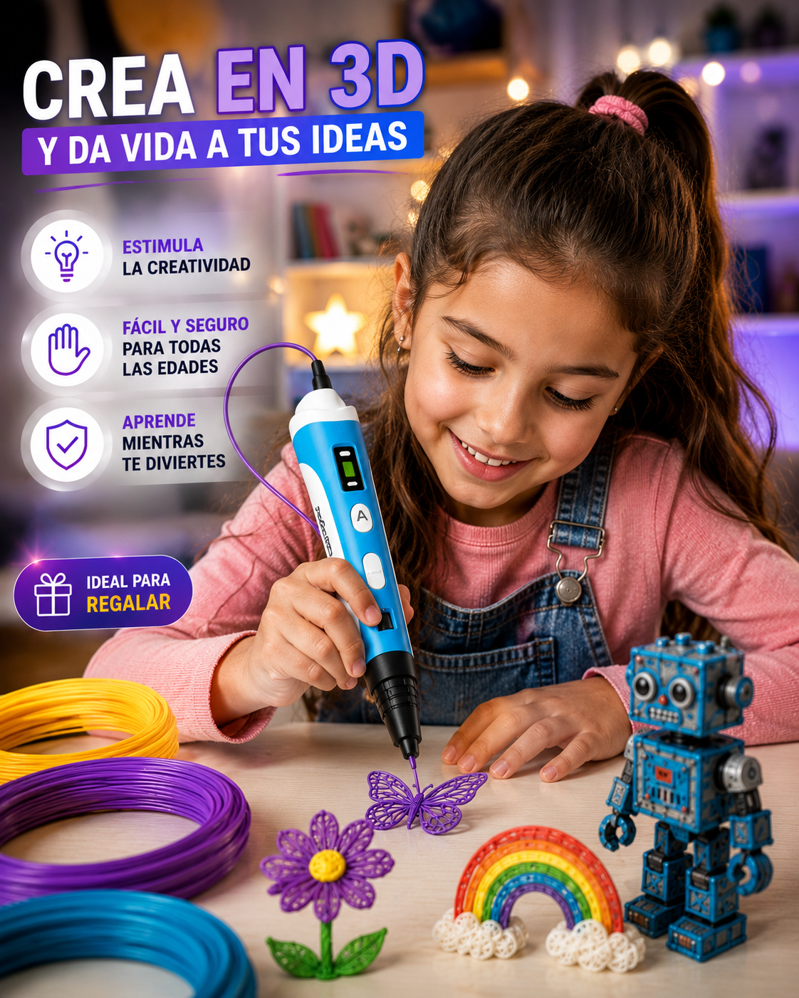 Ni&ntilde;o usando L&aacute;piz 3D