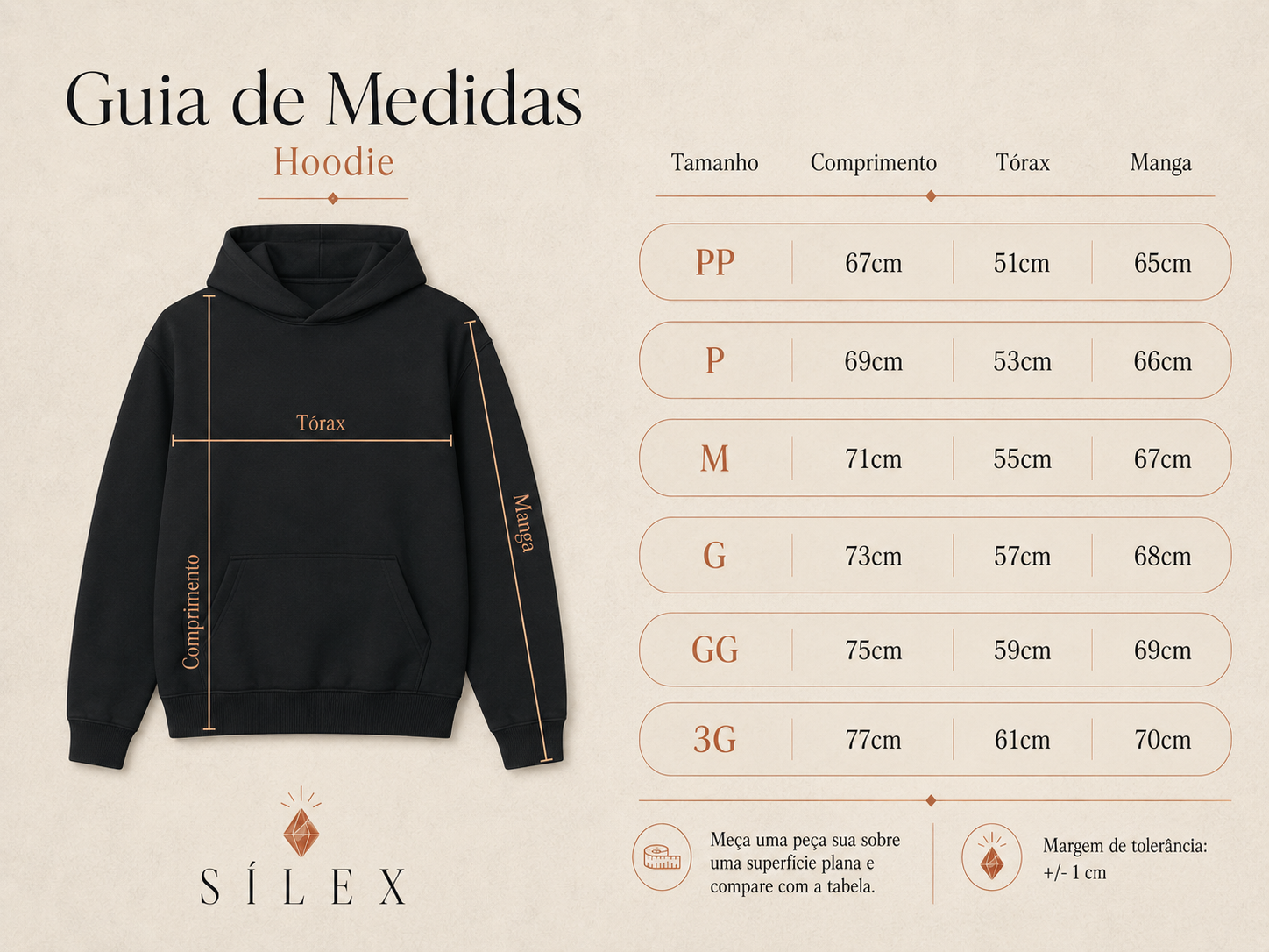 Guia visual de medidas — Hoodie