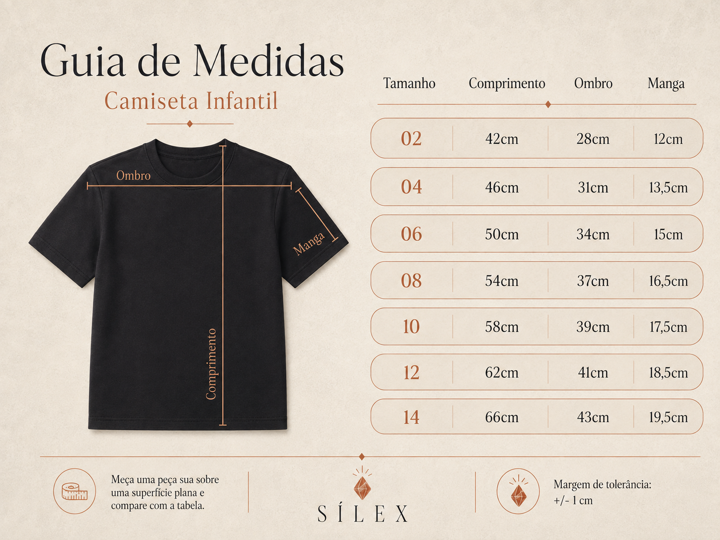Guia visual de medidas — Infantil