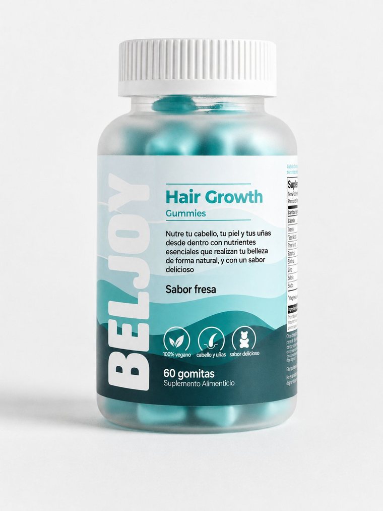 Pomo de BELJOY Hair Growth Gummies, sabor ananá
