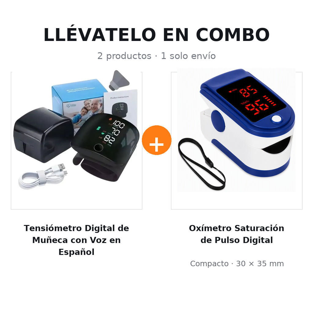 Combo Salud Velissea con tensiómetro digital de muñeca y oxímetro de pulso
