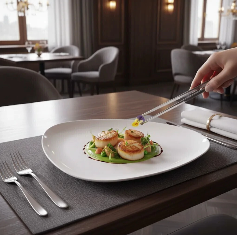Set de platos Velissea servidos en una mesa