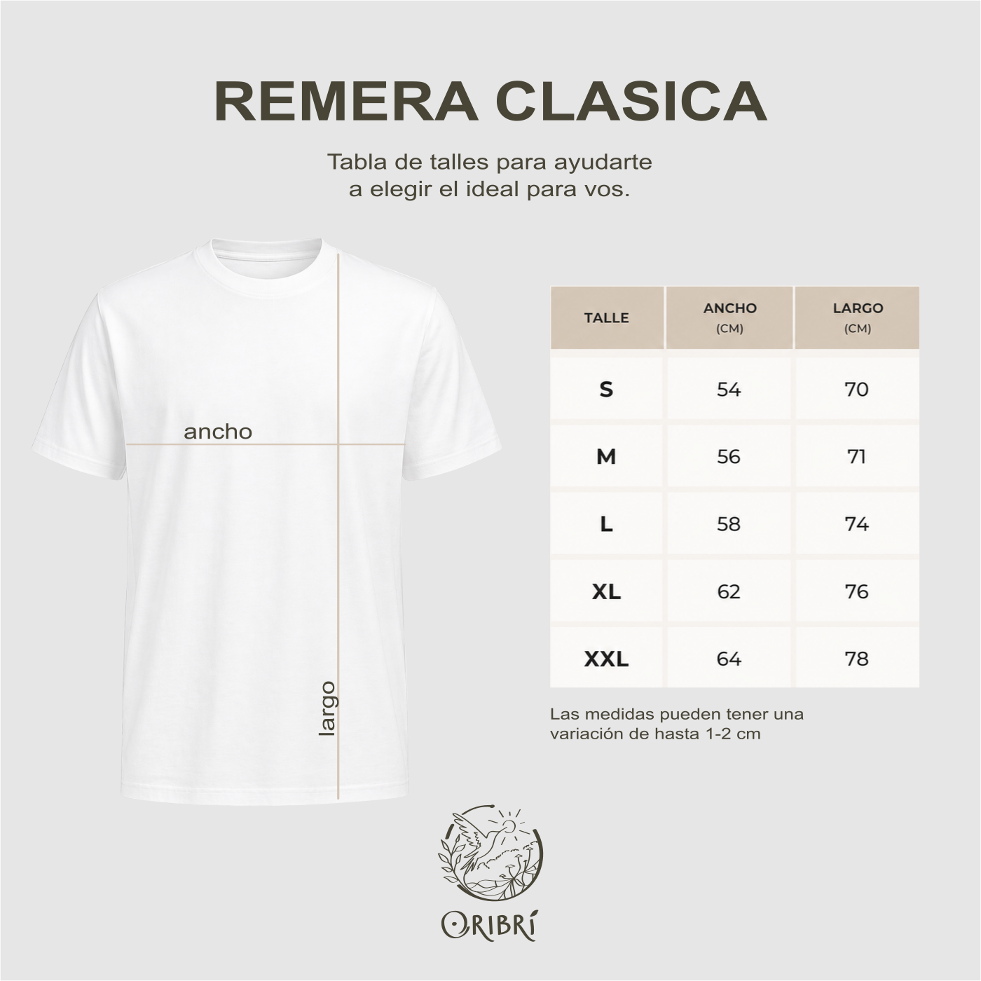 Oribri Guia de Talles Remeras