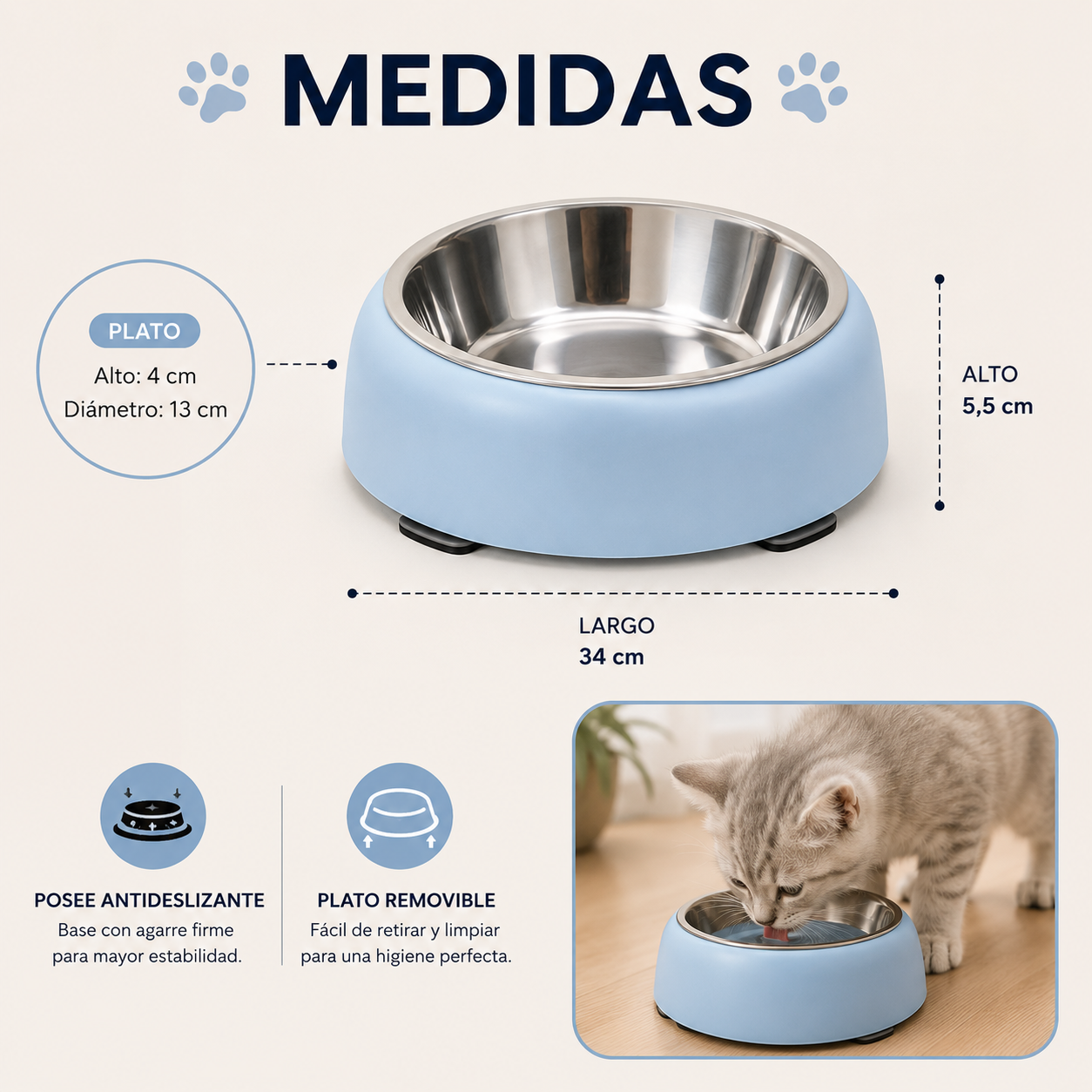 Comedero doble para mascotas
