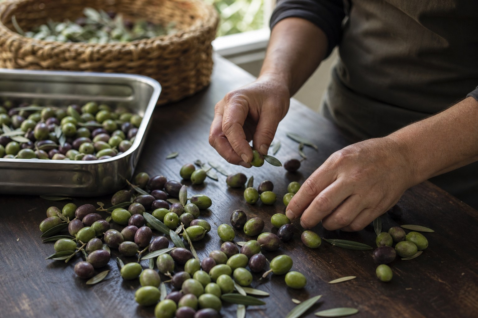 Selección y cosecha artesanal de aceitunas para NUN