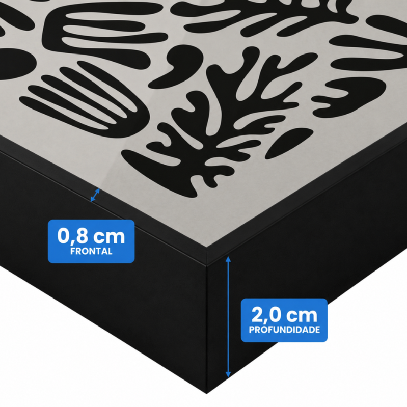 Moldura Filete preta para quadro decorativo Dente de Le&atilde;o: perfil fino e elegante