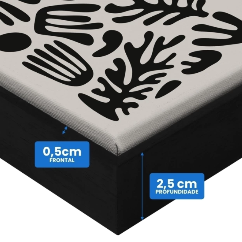 Moldura Flutuante em canvas preta para quadro decorativo Dente de Le&atilde;o: efeito de flutua&ccedil;&atilde;o