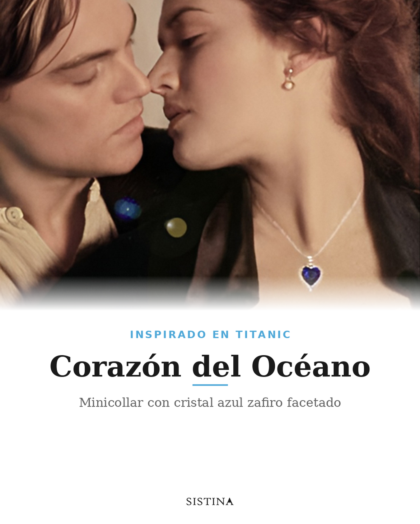Collar Titanic Sistina - minicollar con cristal azul zafiro facetado