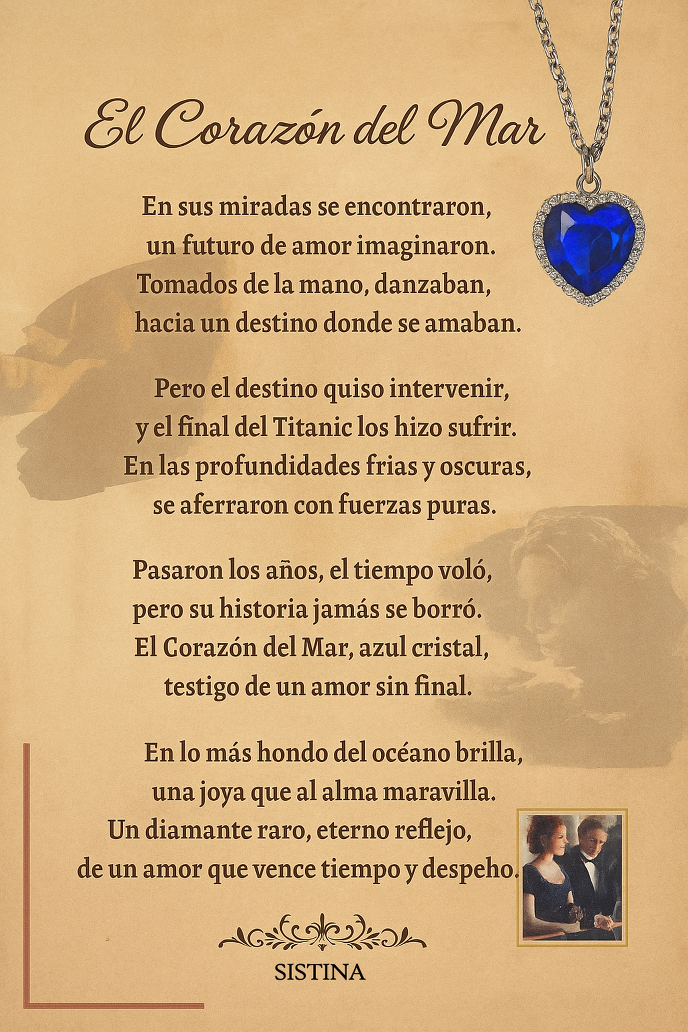 Collar Titanic Sistina - El Coraz&oacute;n del Mar, poema
