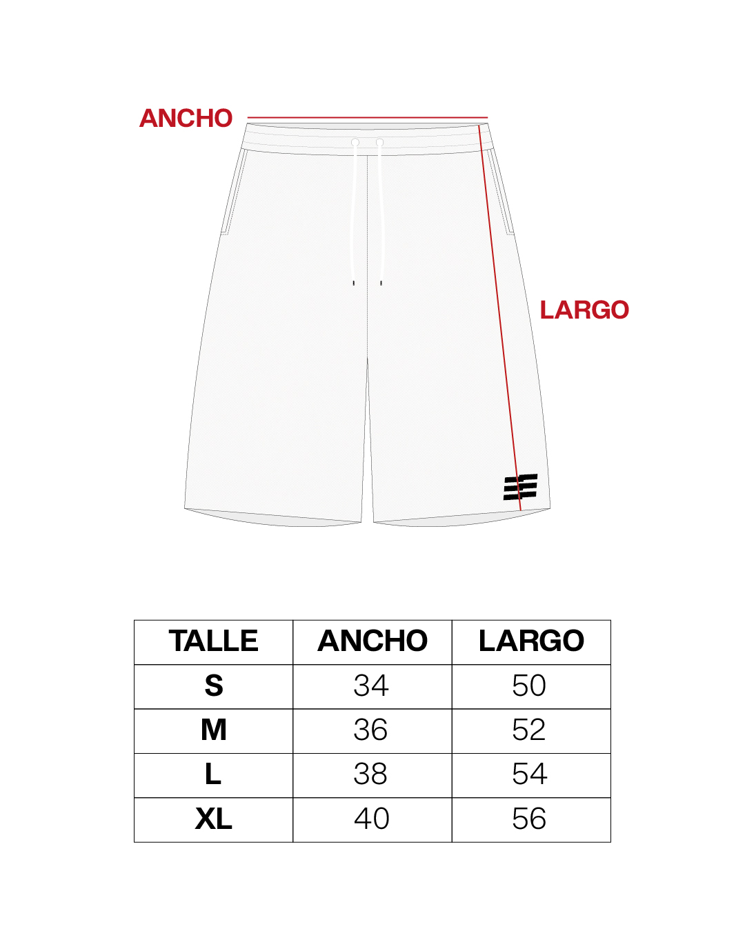 Gu&iacute;a de talles Short Mesh