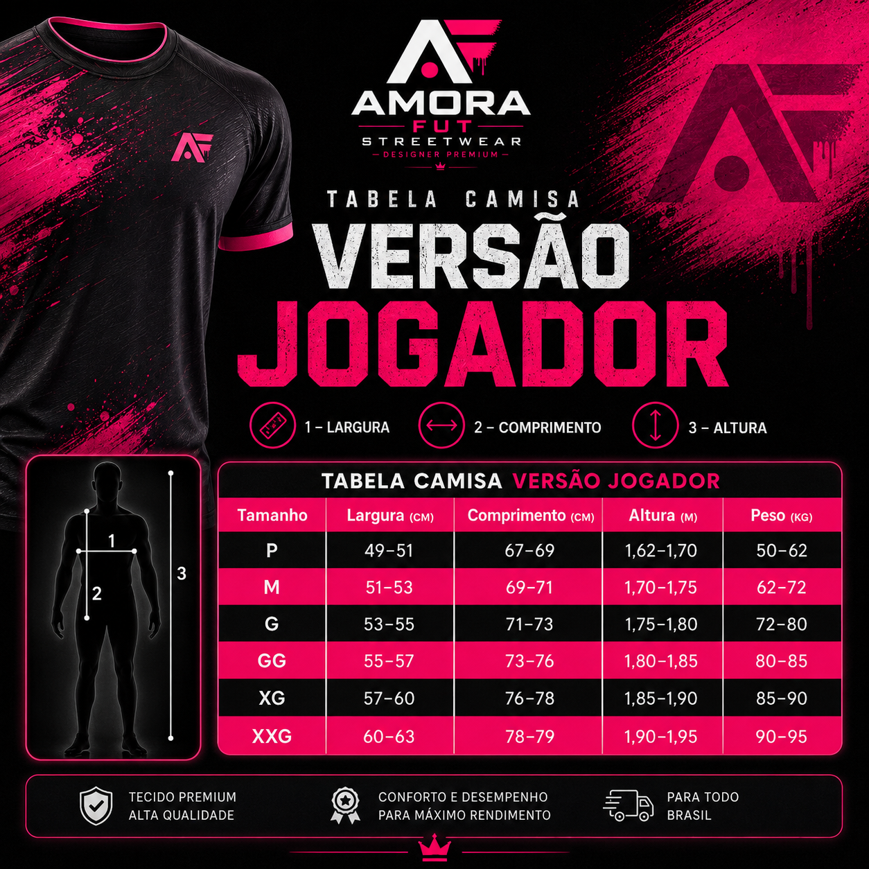 tabela medidas jogador