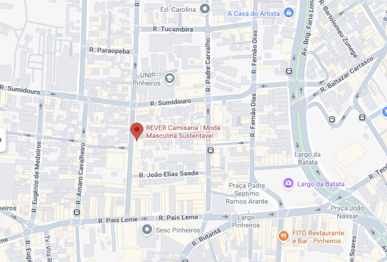 Mapa da loja REVER em Pinheiros, São Paulo