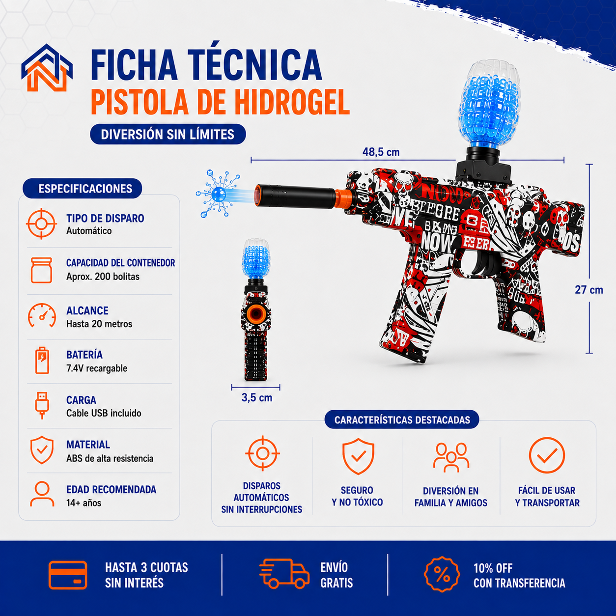 Especificaciones Pistola Hidrogel
