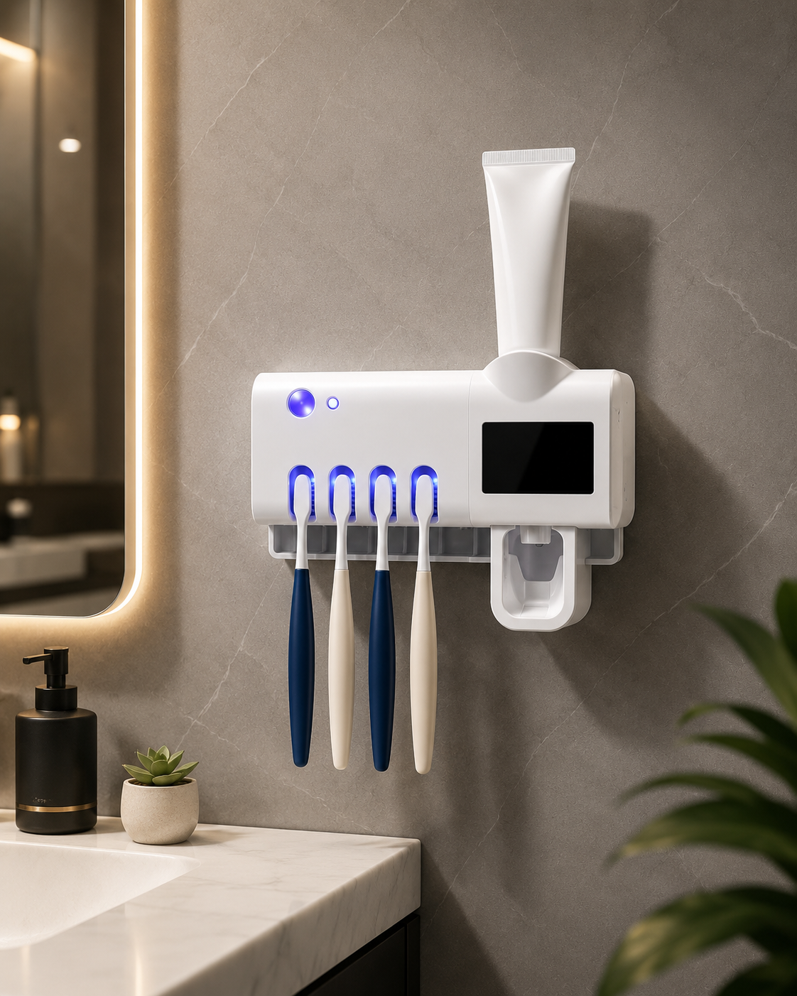 Dispensador Rossovia instalado en un baño