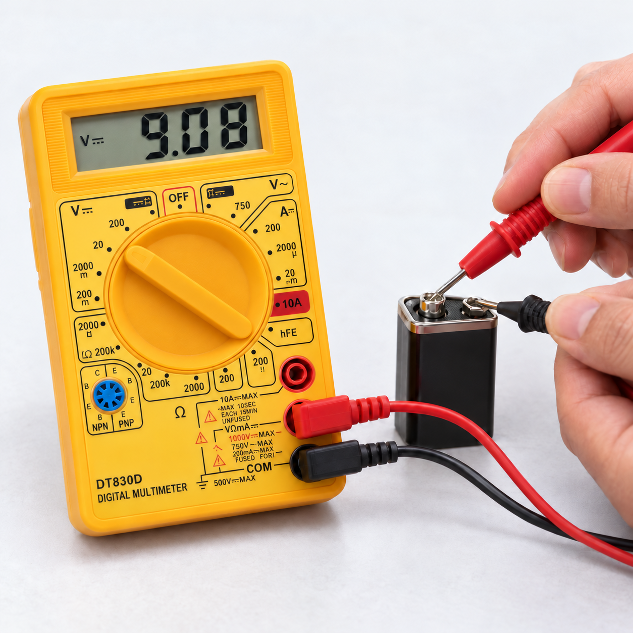 Tester digital utilizado en una tarea de medici&oacute;n