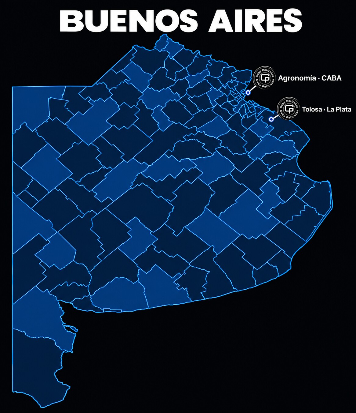Mapa de Buenos Aires con distribuidores de Gaby Polarizados