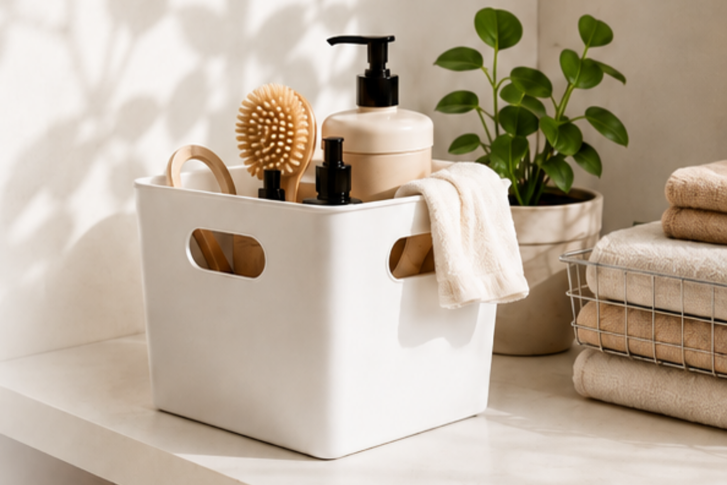 Canasto organizador con productos Exlin