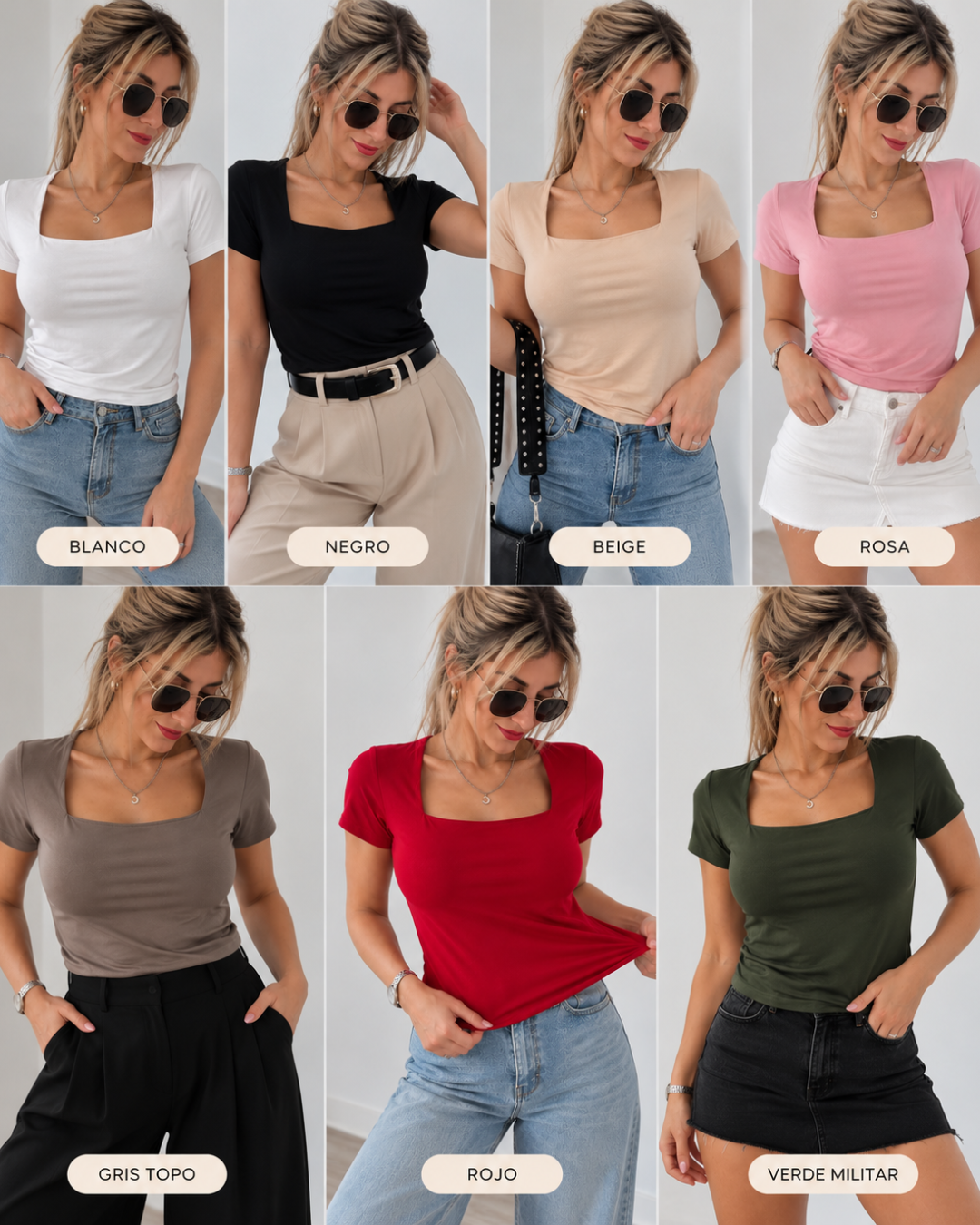 Remera Escote Cuadrado puesta - look Bicco