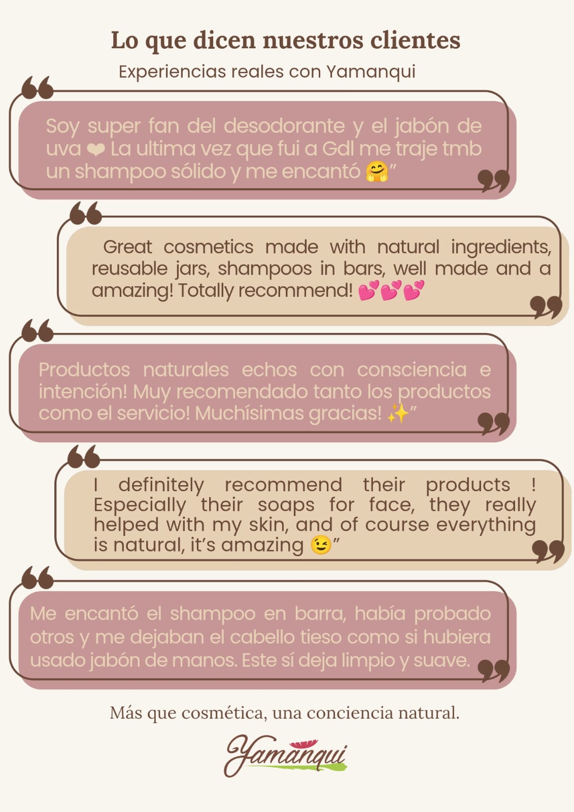 Recomendaciones de clientes de Yamanqui Cosmética Natural