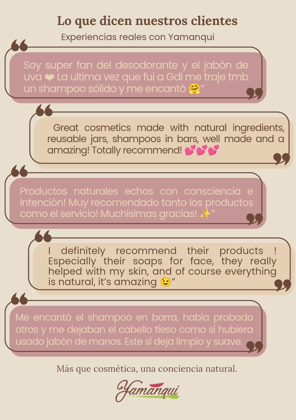 Recomendaciones de clientes de Yamanqui Cosmética Natural