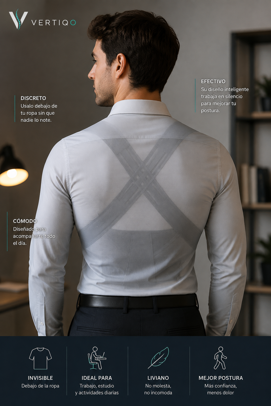 Chaleco Vertiqo puesto debajo de la ropa
