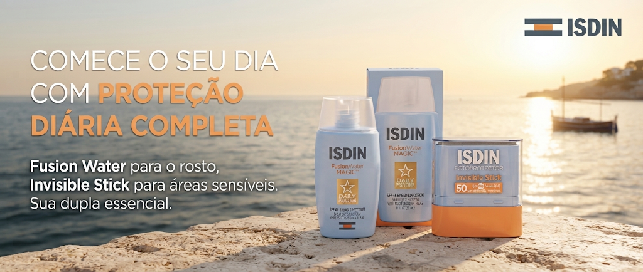 Fusion Water e Invisible Stick lado a lado, a dupla de prote&ccedil;&atilde;o di&aacute;ria da ISDIN