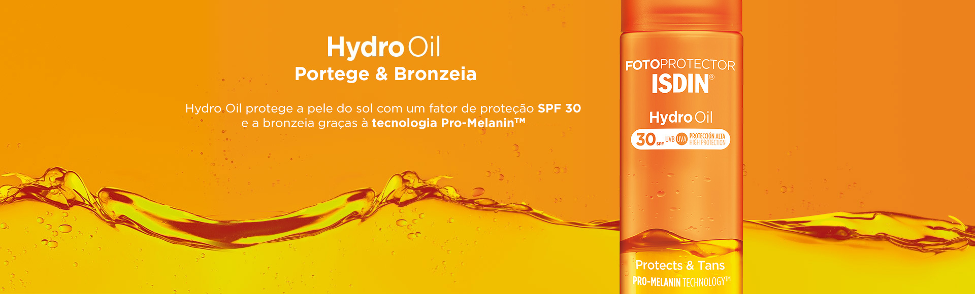 Frasco spray do protetor solar corporal ISDIN Hydro Oil FPS 30, 200 ml