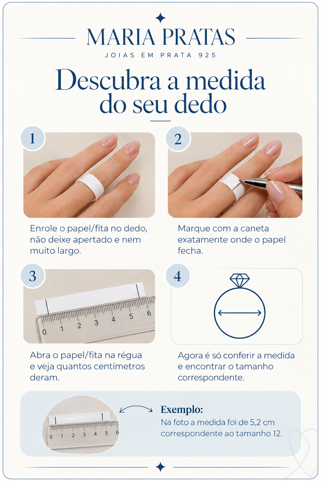 Primeira dica para descobrir a numeração do dedo