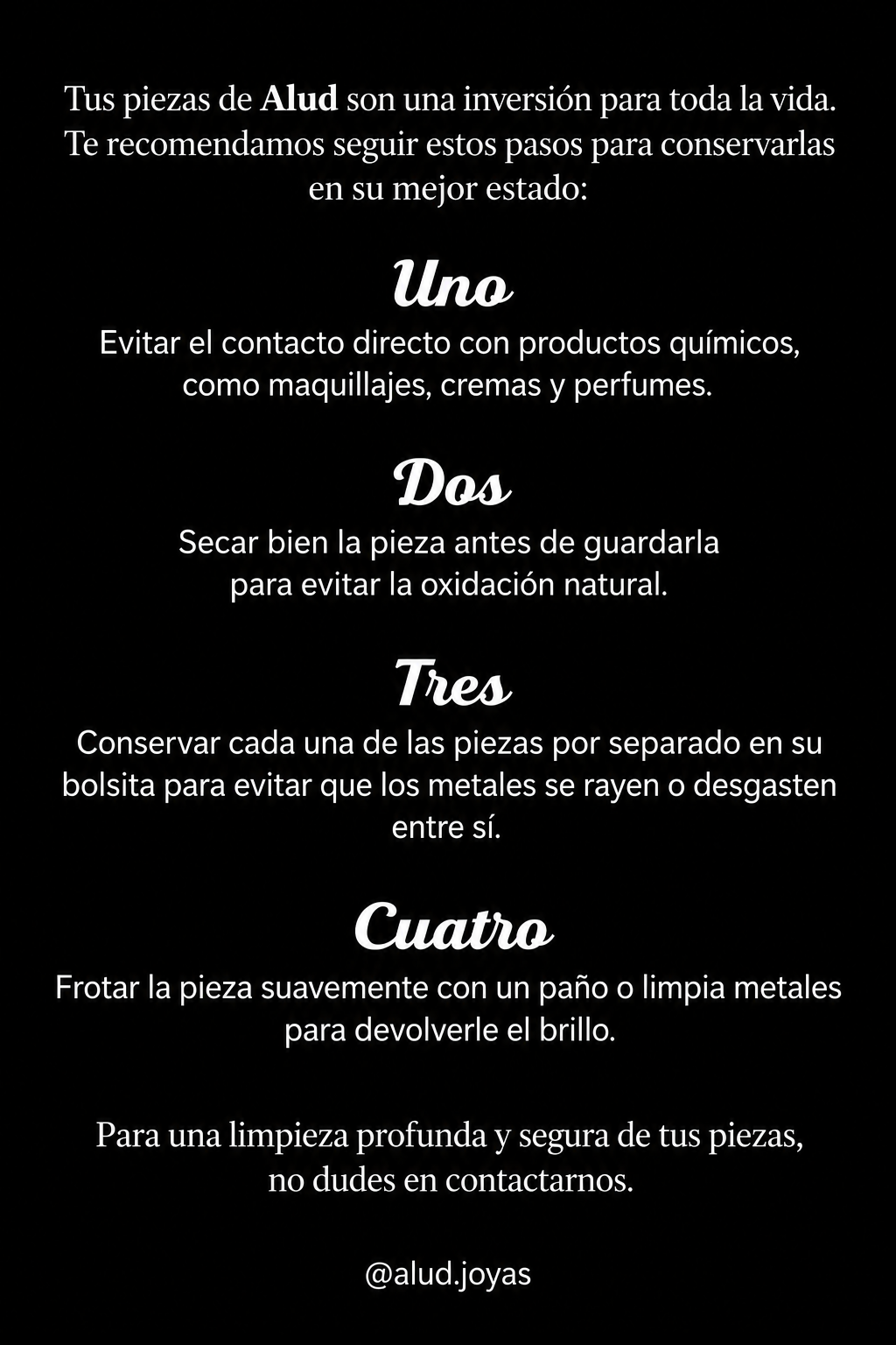 Cuidados de tus piezas Alud