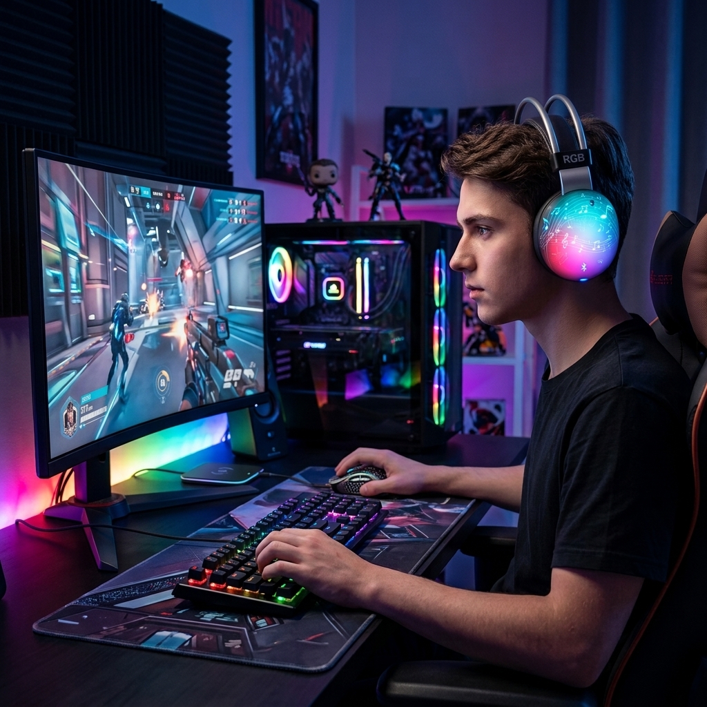 Auricular AuraBeat RGB en uso