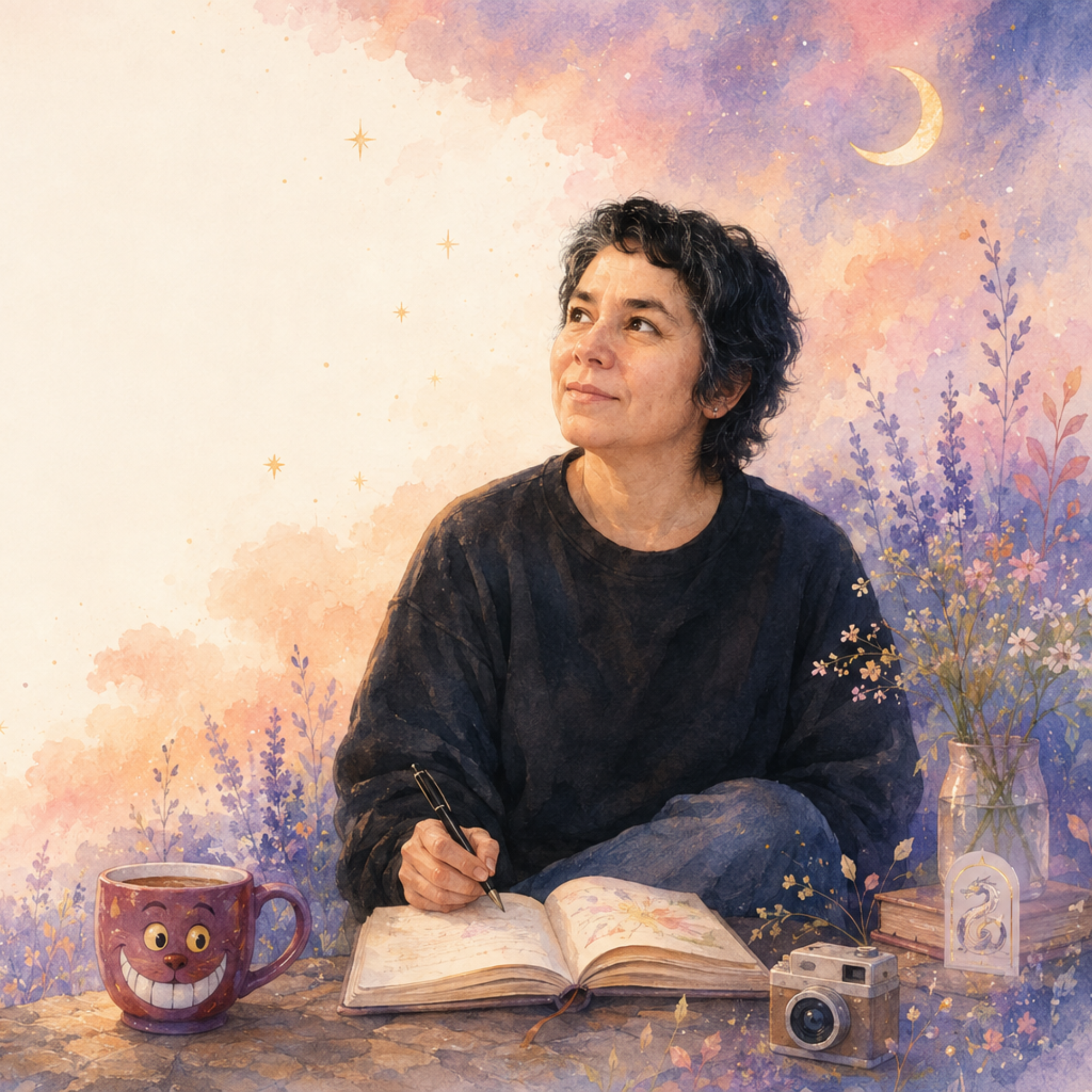 Isa, creadora de Aurika, escribiendo en un cuaderno