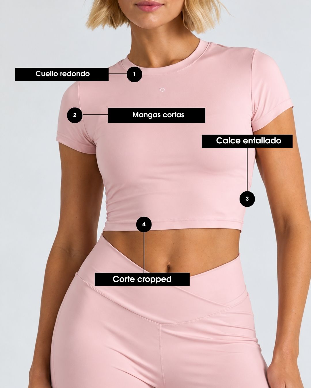 Remera Rose con 4 detalles se&ntilde;alados