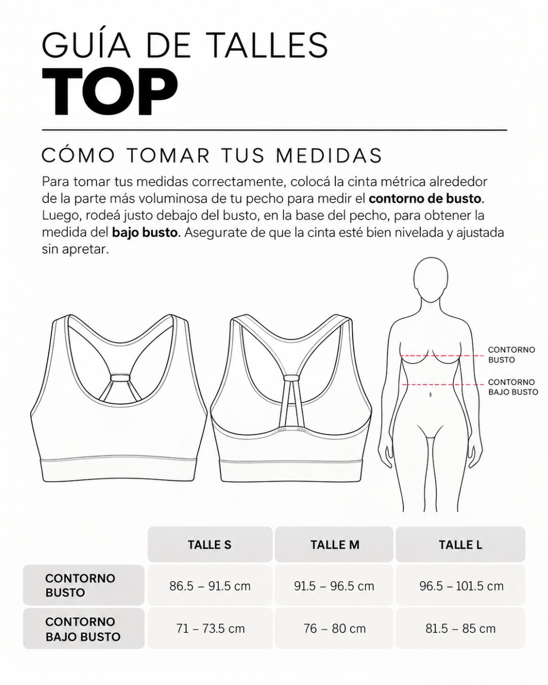 Gu&iacute;a de talles del Top Nala