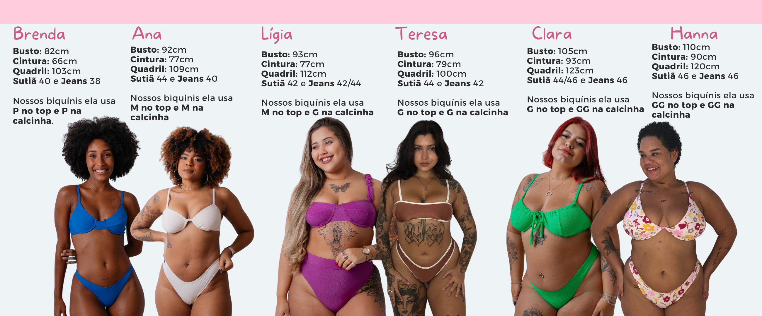 Tabela de medidas VOGABR: referência de tamanhos das modelos