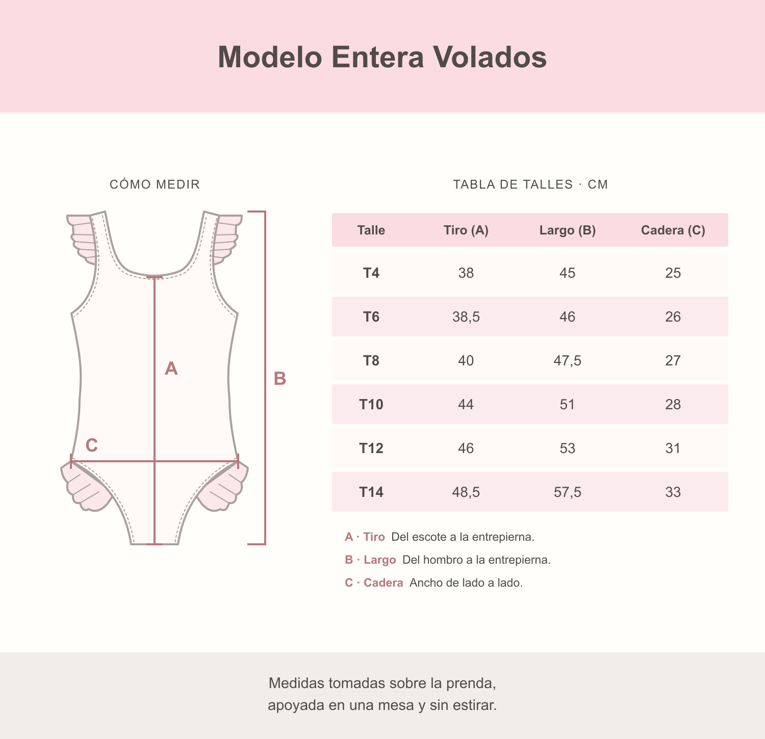 Tabla de talles Entera Volados