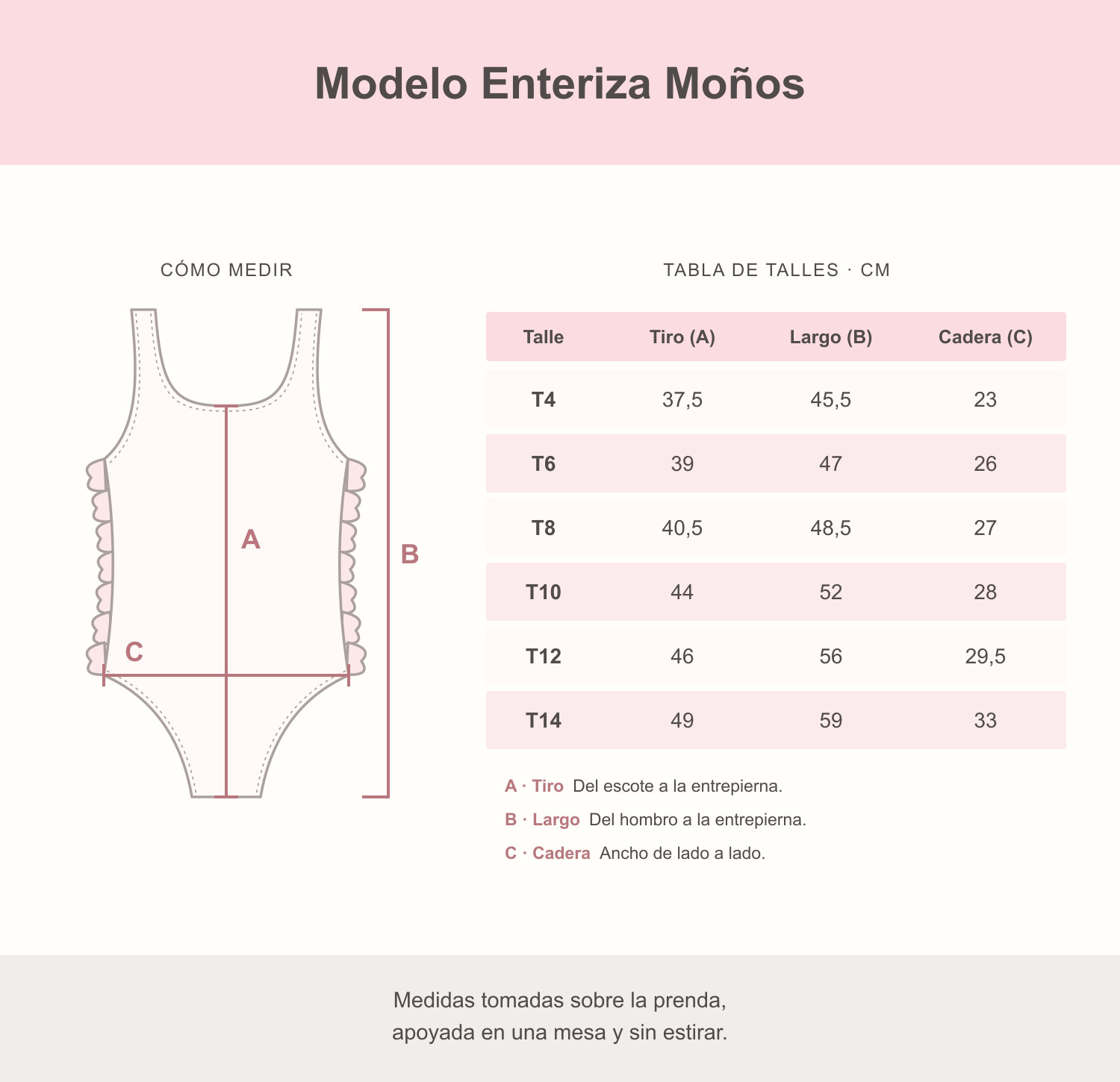 Tabla de talles Enteriza Moños