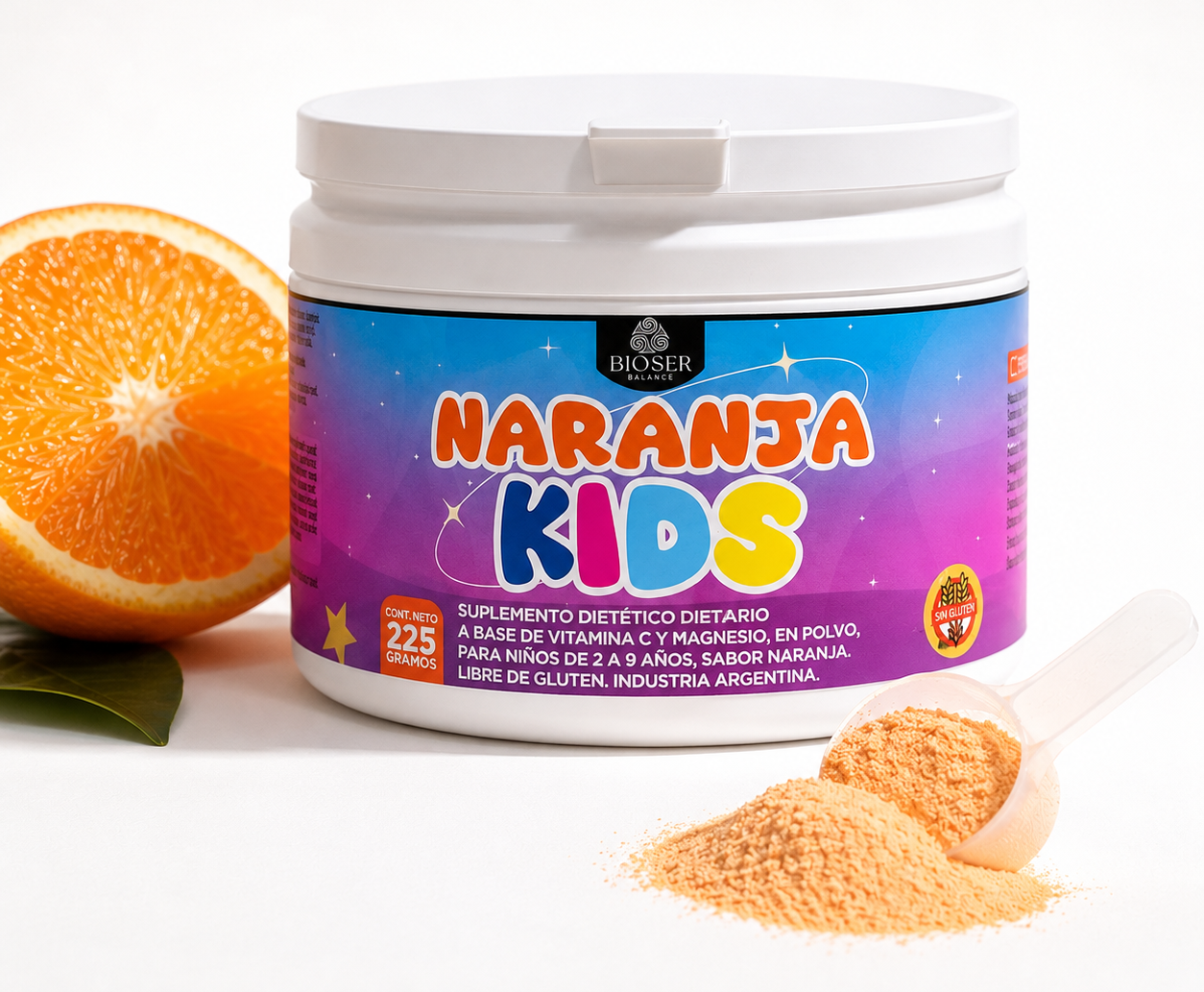 Naranja Kids, suplemento dietario infantil en polvo