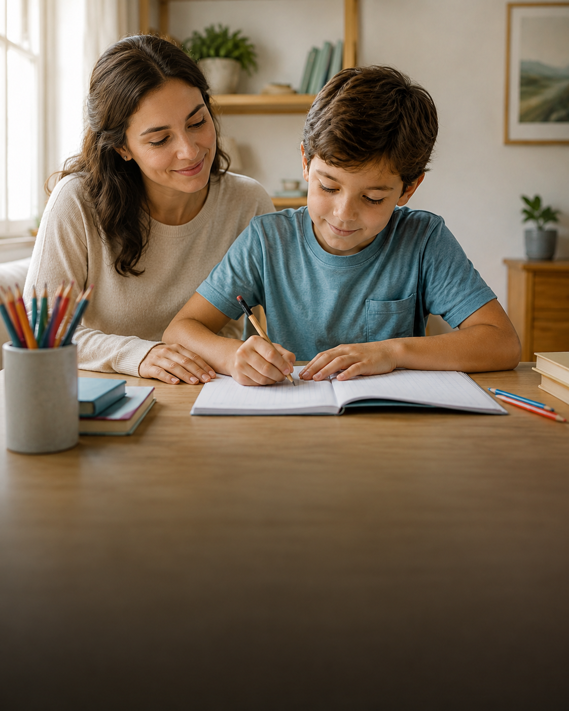 Niño realizando sus tareas con concentración