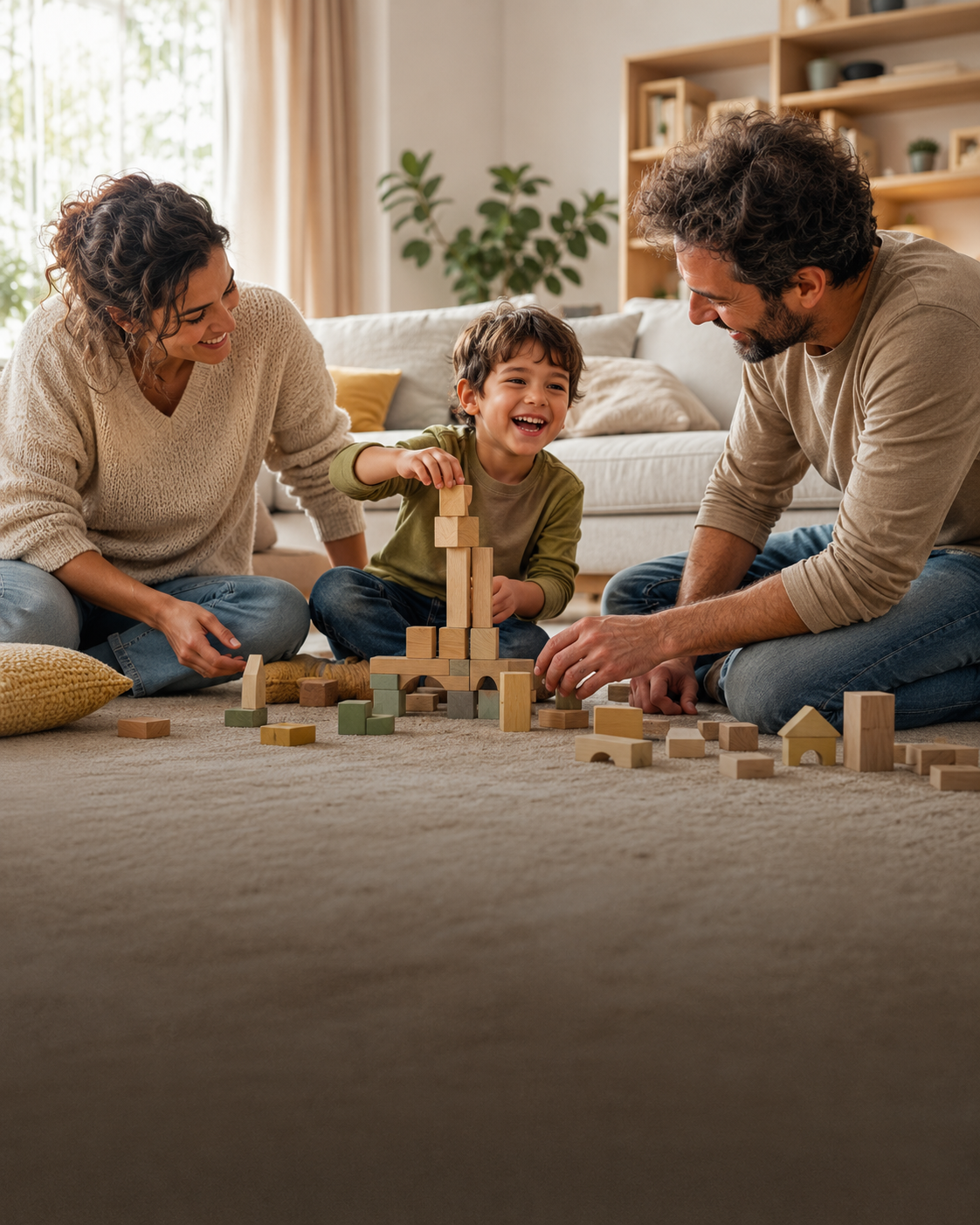 Familia compartiendo un momento cotidiano