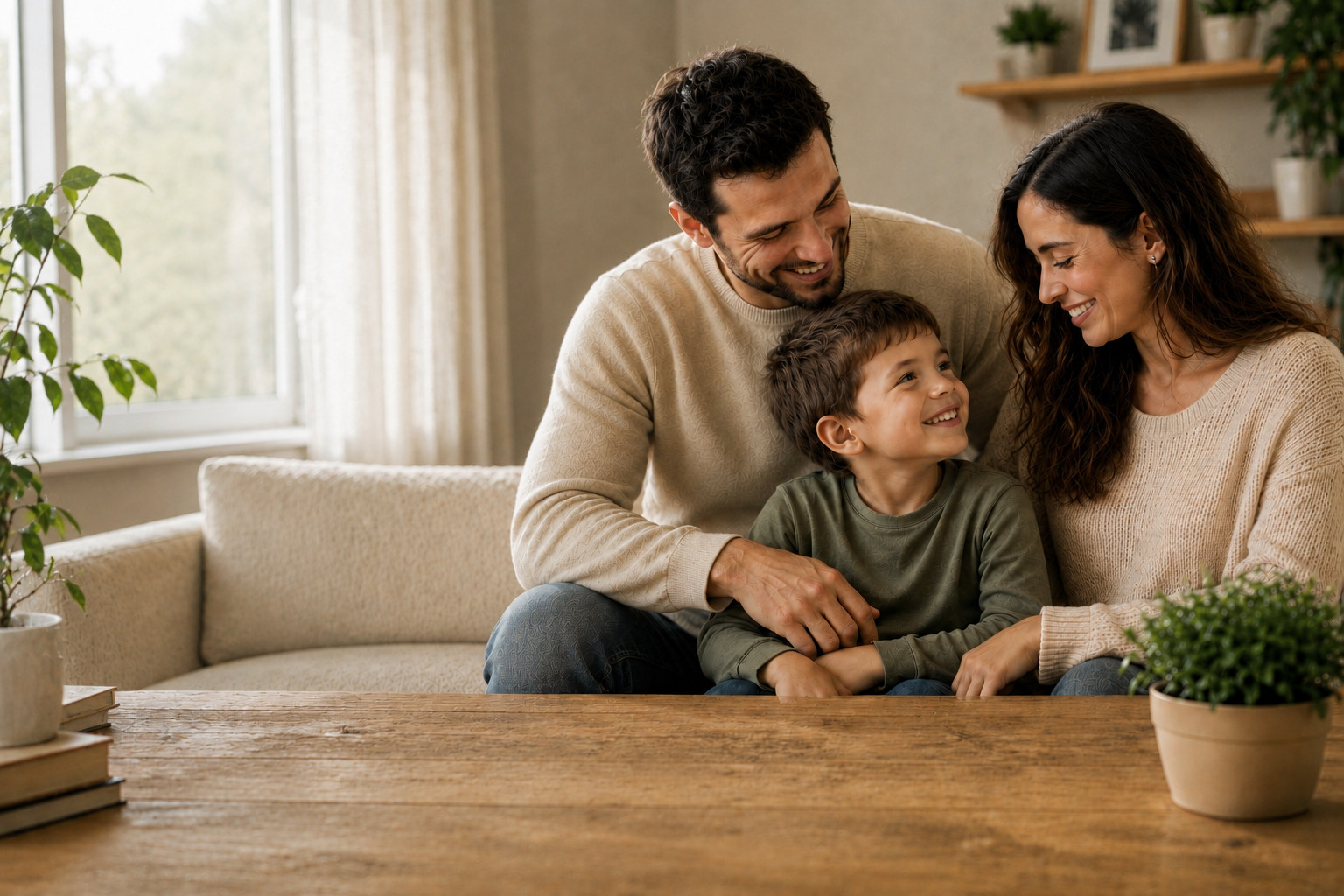 Familia compartiendo un momento de bienestar