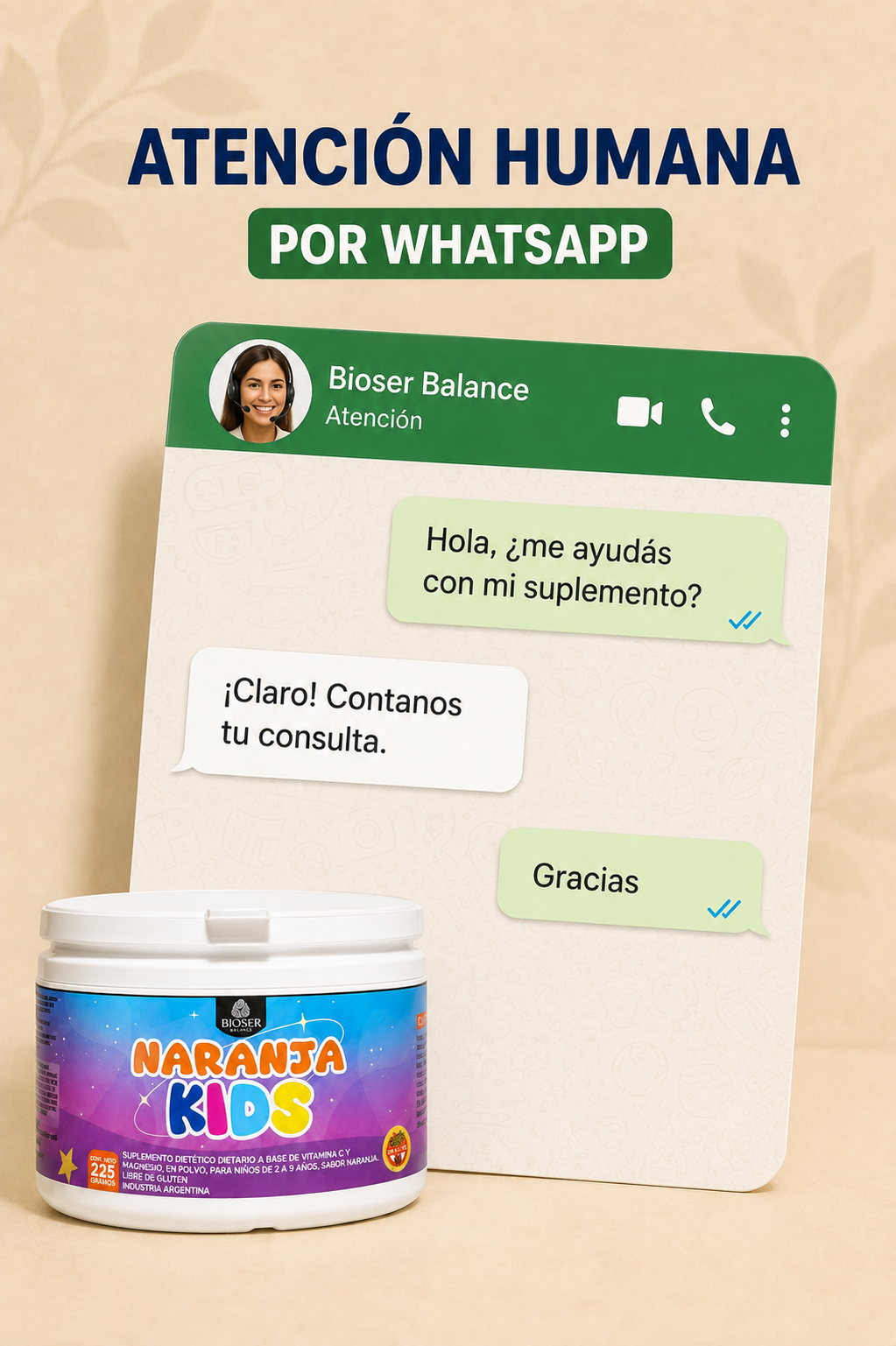 Atención humana de Bioser Balance por WhatsApp