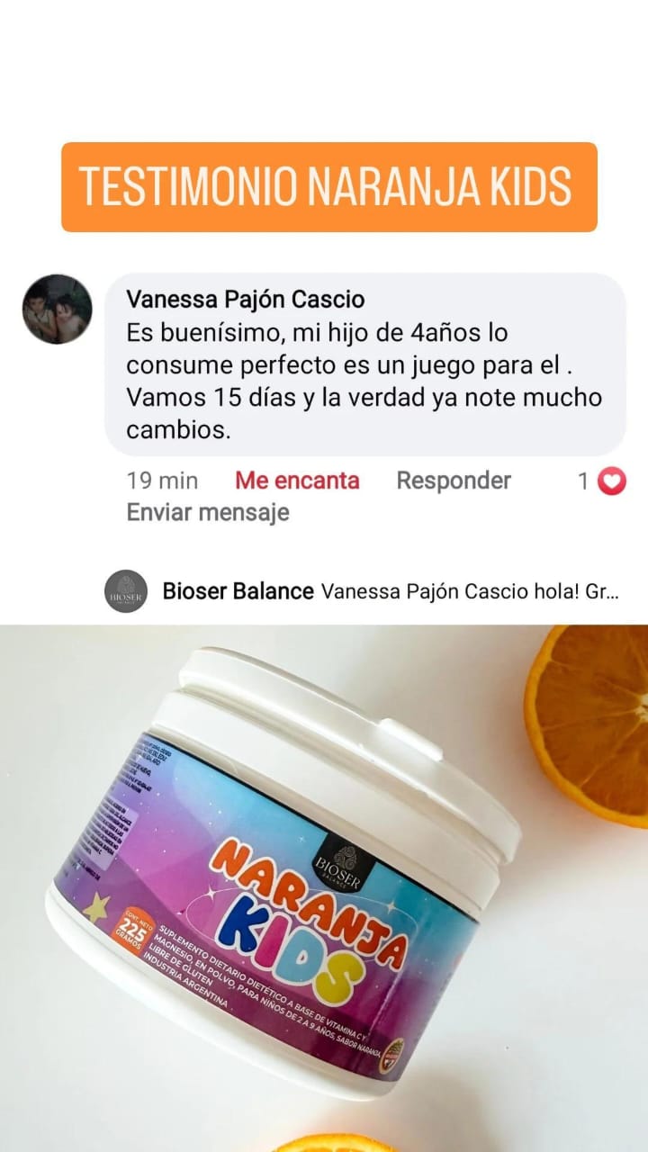 Testimonio recibido por WhatsApp sobre Naranja Kids