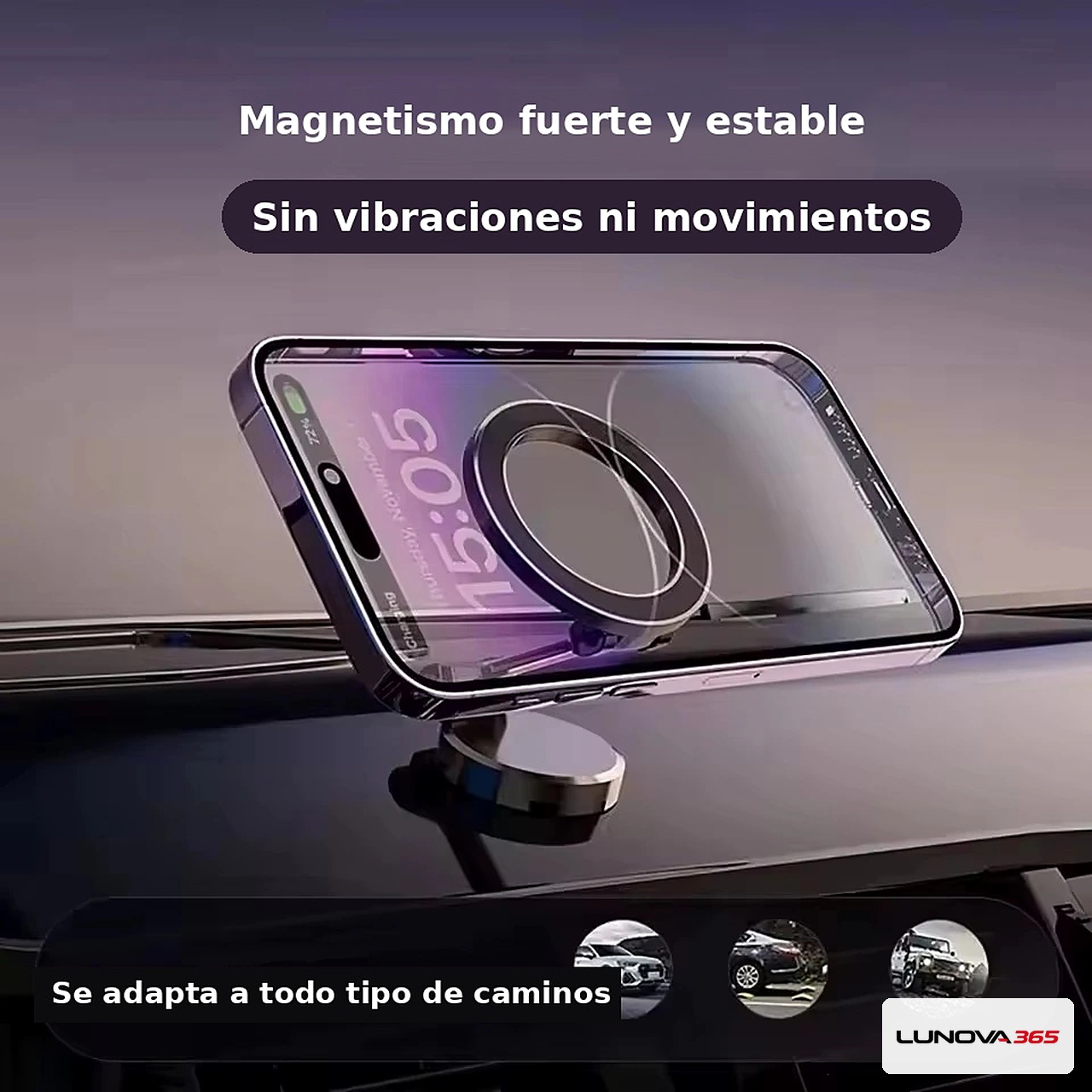 Uso del soporte magnético en el auto