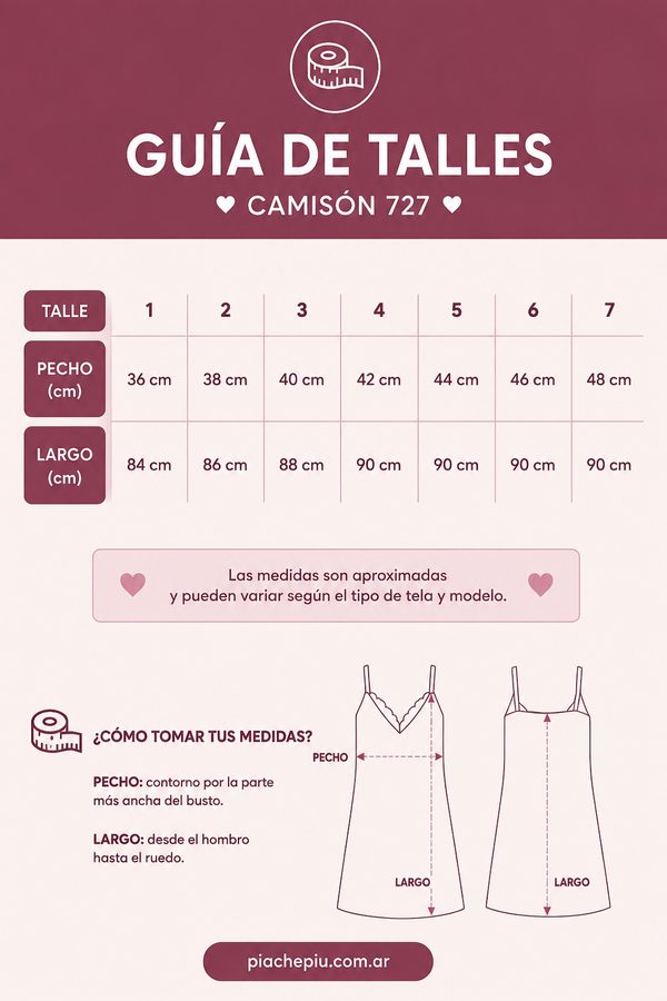 Guía de talles Camisón 727