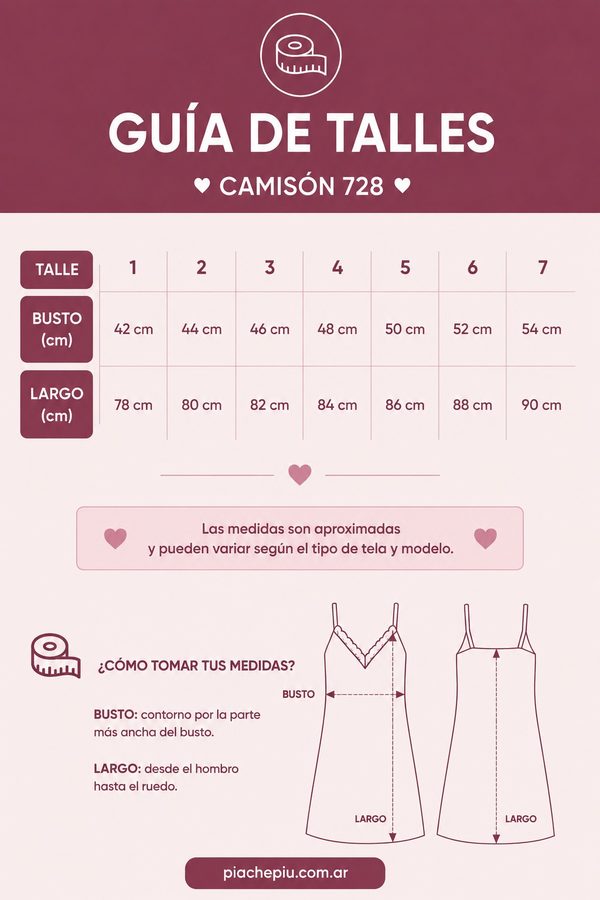 Guía de talles Camisón 728