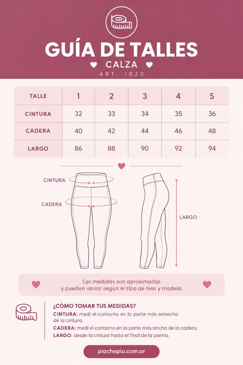 Guía de talles Calza Art. 1020