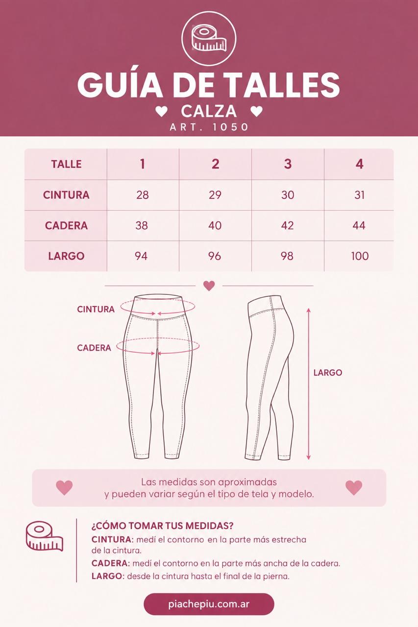 Guía de talles Calza Art. 1050