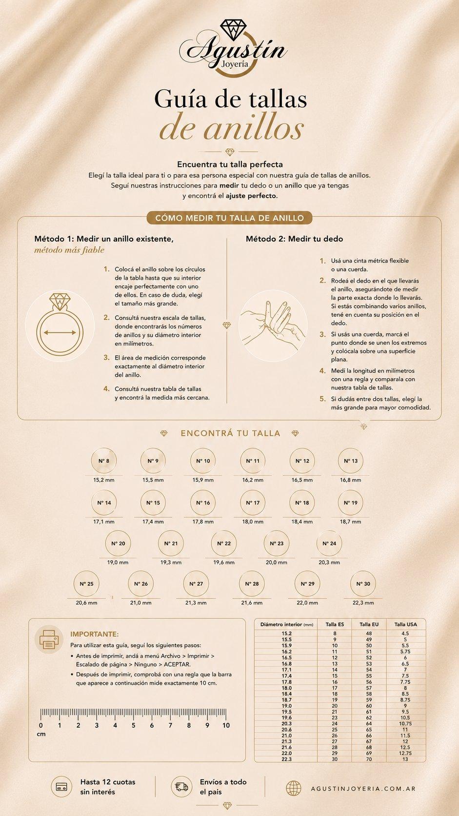 guía de tamaños de anillos