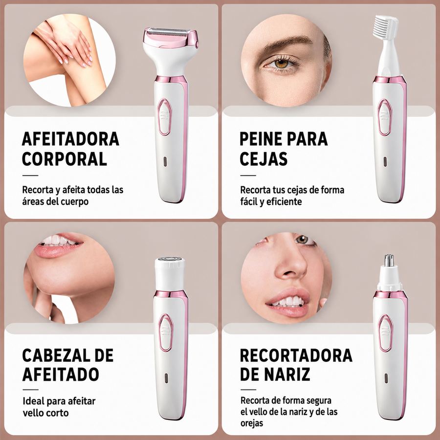 Cuatro usos del depilador: corporal, cejas, cabezal de afeitado y nariz